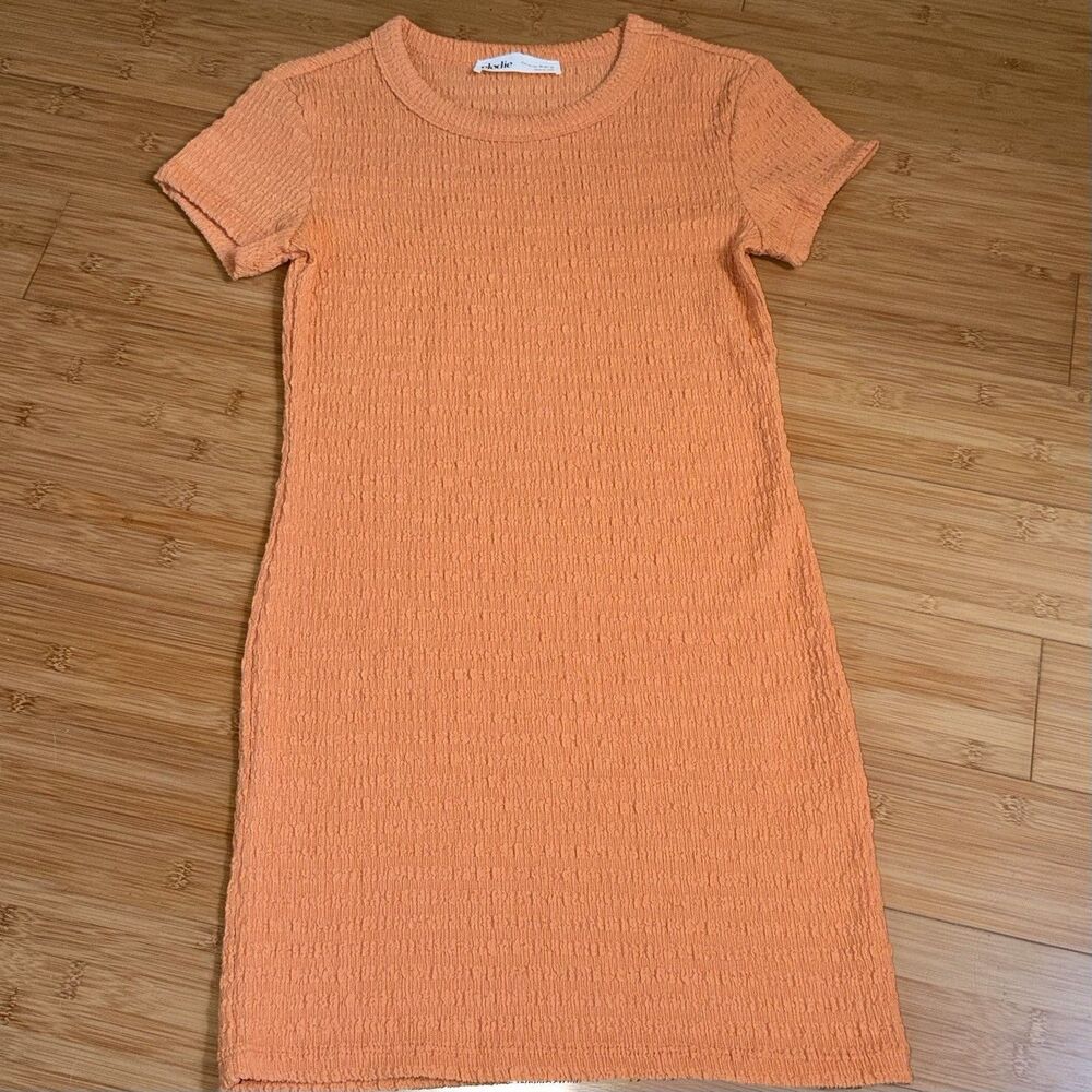 Elodie Textured Bodycon Dress Womens  XS Orange Mini Stretch Y2k Minimalist